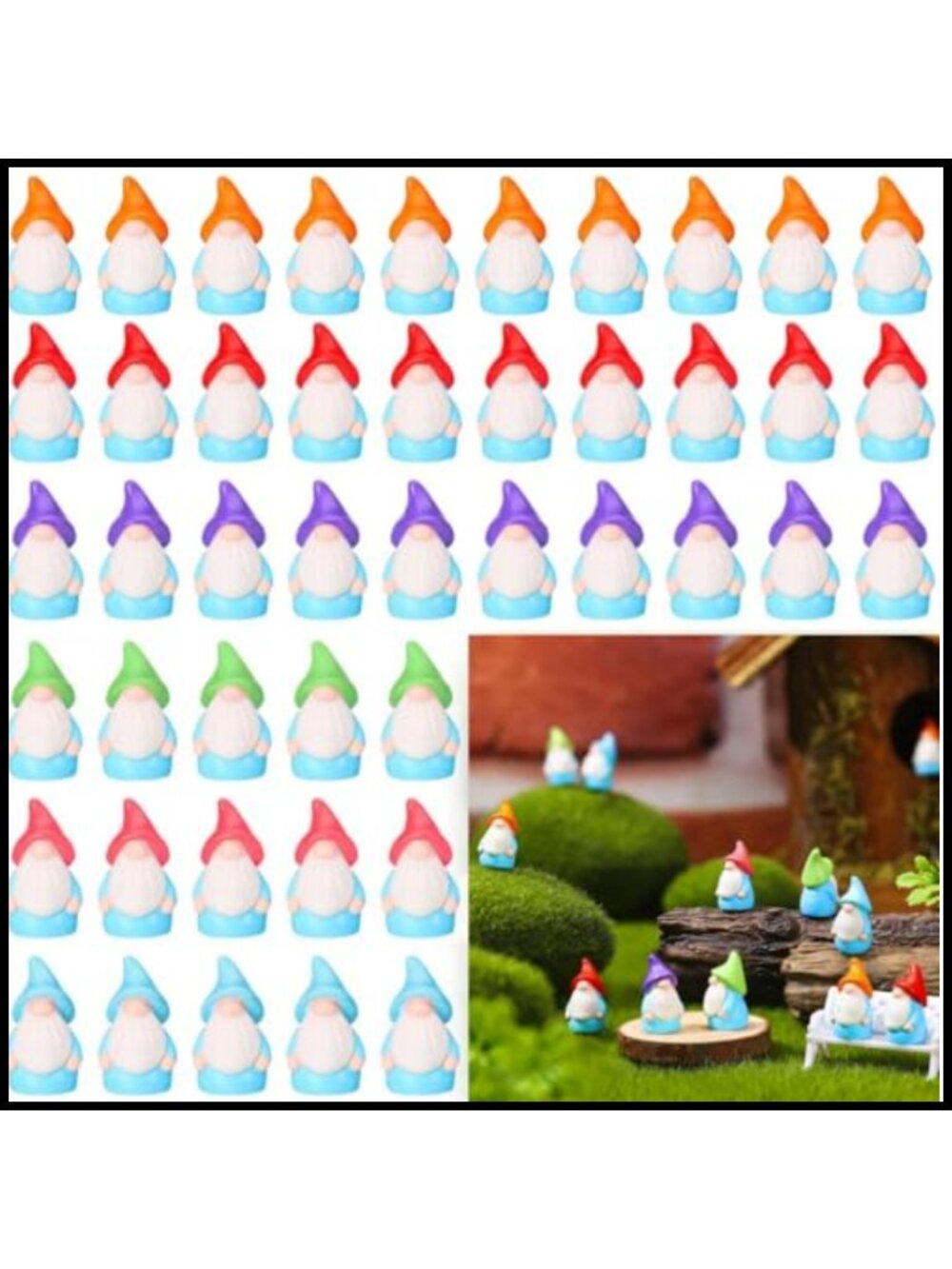 Mini Resin Gnome Statues 60 Pcs Fairy Garden Decor Waterproof